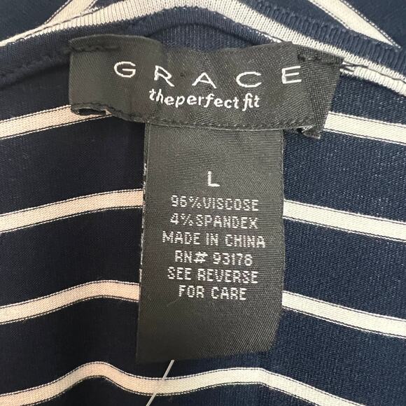 NWT Grace Striped V-Neck Dolman Sleeve Top Size Large - Picture 2 of 10